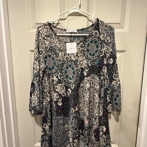 Patterned Top with 3/4 Sleeves NWT